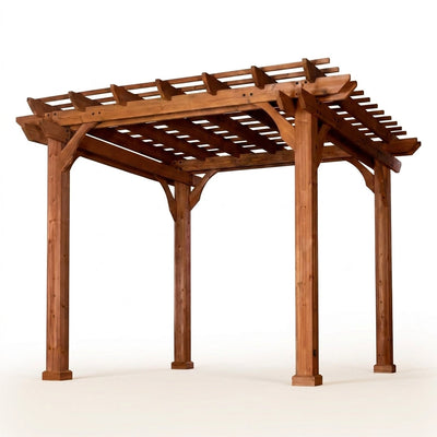 Outdoor Cedar Pergola Built for Shade, 10x10 Foot Coverage, Traditional Design, All Cedar Construction