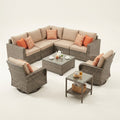 Patio Furniture Set Built to Transform Outdoor Spaces, 9 Piece Wicker Conversation Set, Swivel Chairs, Modular Design