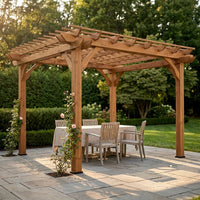10 Ft. X 10 Ft. Traditional All Cedar Wood Outdoor Patio Pergola Shade Structure — Studio Shot