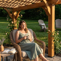 10 Ft. X 10 Ft. Traditional All Cedar Wood Outdoor Patio Pergola Shade Structure — Lifestyle