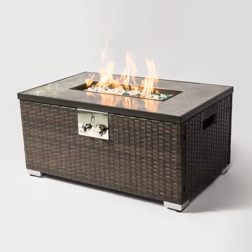 32 In. Propane Fire Pit Table, 40,000 BTU Auto-Ignition Gas Fire Table for outside Patio