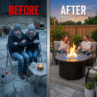 41''Round Fire Pit Table,50000 BTU Outdoor Propane Patio Fire Pit — Before & After