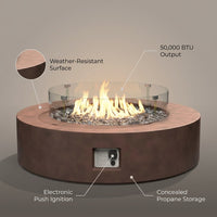 41''Round Fire Pit Table,50000 BTU Outdoor Propane Patio Fire Pit — infographic