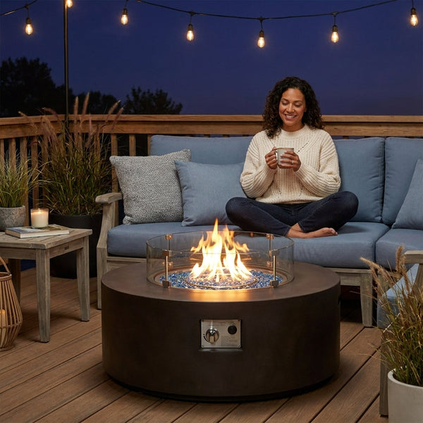 Propane Fire Pit Table Designed for Outdoor Entertainment, 50,000 BTU Output, 41-Inch Round, Electronic Ignition