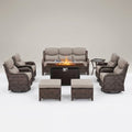 Outdoor Patio Furniture Set Built for All-Weather Entertaining, Fire Pit Table, Swivel Chairs, 6 Inch Cushions