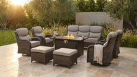 9-Piece Outdoor Patio Furniture Set with Fire Pit Table,Swivel Chairs and 6" Thick Cushions,Sectional Sofa and Ottomans,Patio Conversation Set for Porch Deck Garden Backyard — Lifestyle