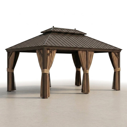 Outdoor Hardtop Gazebo Built for Year-Round Entertaining, Galvanized Steel Roof, Aluminum Frame, 14x20 Ft — Studio Shot