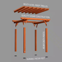 Outdoor Cedar Pergola Built for Shade, 10x10 Foot Coverage, Traditional Design, All Cedar Construction