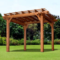 Outdoor Cedar Pergola Built for Shade, 10x10 Foot Coverage, Traditional Design, All Cedar Construction